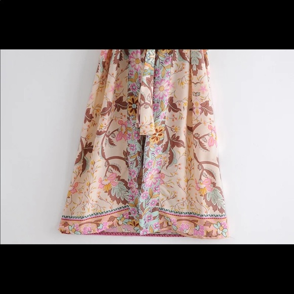 Boho gypsy floral print kimono robe maxi duster - Picture 4 of 5